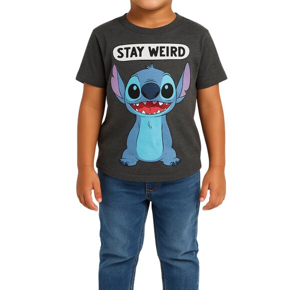 Disney Lilo & Stitch Kids Graphic T-Shirt Size Small 3–5 Stay Weird Cartoon Tee - Picture 2 of 9
